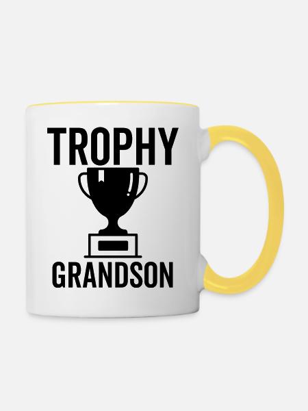 Trophäe Enkel - Tasse zweifarbig - Weiß/Gelb