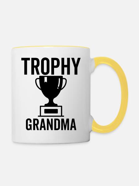 Trophäe Oma - Tasse zweifarbig - Weiß/Gelb