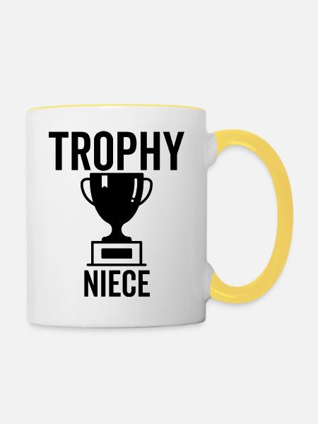 Trophäe Nichte - Tasse zweifarbig - Weiß/Gelb