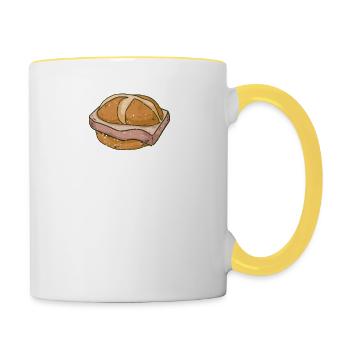 Einfach abgelenkt von Leberkäse - Tasse zweifarbig - Weiß/Gelb - Rechts