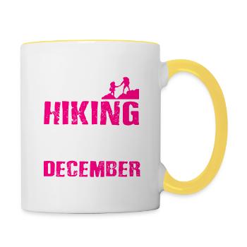 Real Hiking Ladies Are Born In December Retro - Contrasting Mug - white/yellow - Right