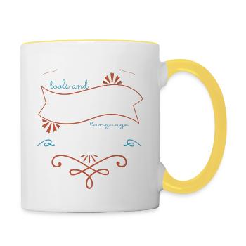 charpentier blagues drôle citation géniale - Mug contrasté - blanc/jaune - Droite
