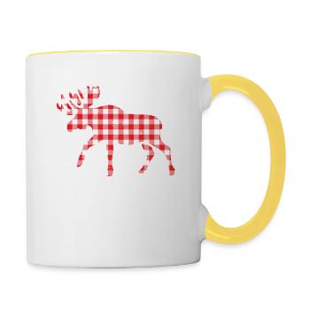 Buffalo Plaid Moose Matching Family Christmas - Contrasting Mug - white/yellow - Right