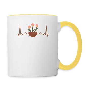 Pot de fleurs de jardin Conteneur - Mug contrasté - blanc/jaune - Droite