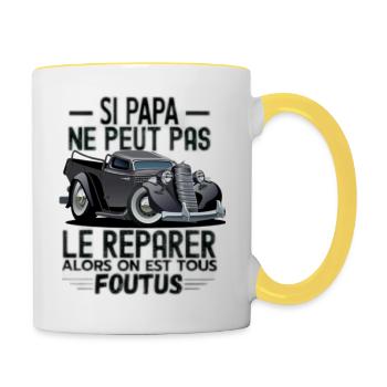 T-shirt Papa bricoleur - Mug contrasté - blanc/jaune - Droite