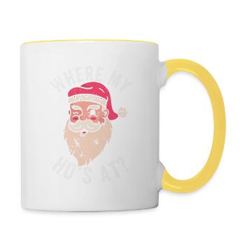 Funny Santa Claus Inappropriate Men Where - Contrasting Mug - white/yellow - Right