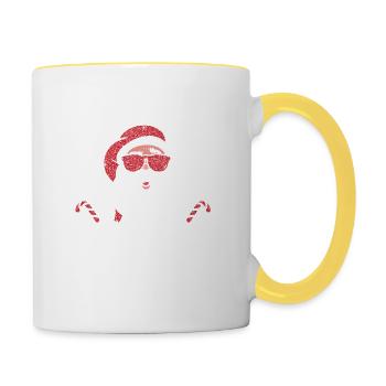 Il y a des Hos dans cette maison Drôle de Noël - Mug contrasté - blanc/jaune - Droite