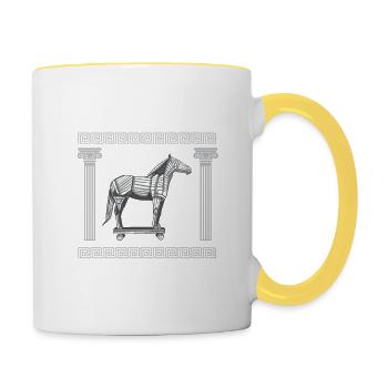 Antike Griechische Mythologie und Trojanisches - Tasse zweifarbig - Weiß/Gelb - Rechts