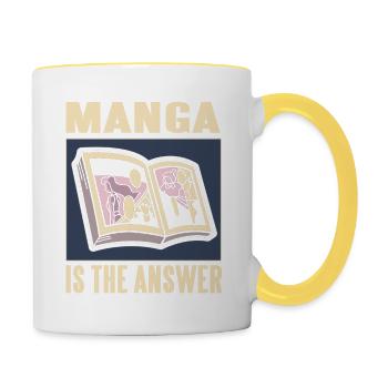 Manga Is The Answer Cool Funny Manga Lover - Tasse zweifarbig - Weiß/Gelb - Rechts