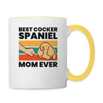 Cocker Spaniel Mama Meilleur Cocker Spaniel Maman Jamais - Mug contrasté - blanc/jaune - Droite