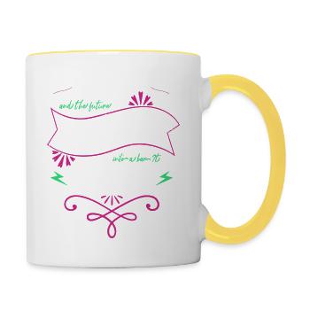 écrivain cadeaux tasses écriture anniversaire rat de bibliothèque - Mug contrasté - blanc/jaune - Droite