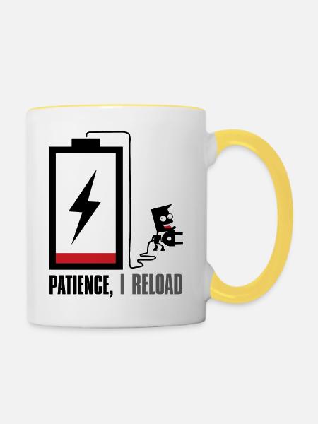 Geduld, ich lade nach... - Tasse zweifarbig - Weiß/Gelb