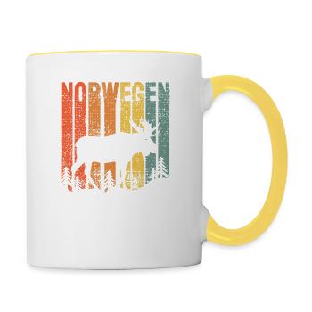 Norwegen Elch Retro - Tasse zweifarbig - Weiß/Gelb - Rechts
