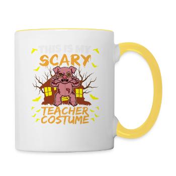 C’est mon effrayant professeur Costume School Halloween - Mug contrasté - blanc/jaune - Droite