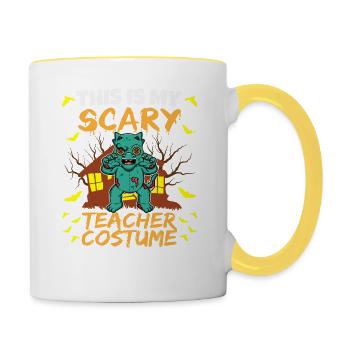 C’est mon effrayant professeur Costume School Halloween - Mug contrasté - blanc/jaune - Droite