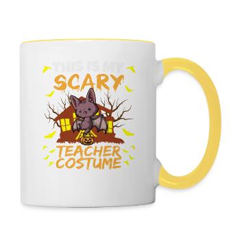C’est mon effrayant professeur Costume School Halloween - Mug contrasté - blanc/jaune - Droite