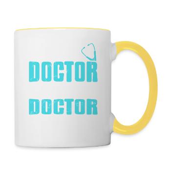 Médecin hospice tout comme médecin ordinaire mais plus cool - Mug contrasté - blanc/jaune - Droite
