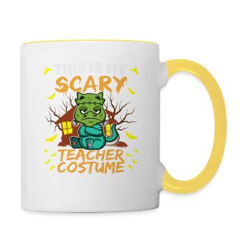 C’est mon effrayant professeur Costume School Halloween - Mug contrasté - blanc/jaune - Droite