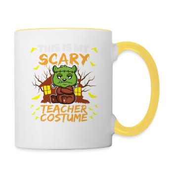 C’est mon effrayant professeur Costume School Halloween - Mug contrasté - blanc/jaune - Droite