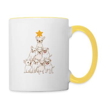 Chihuahua Christmas Tree Chiwawa Dog Lovers - Contrasting Mug - white/yellow - Right