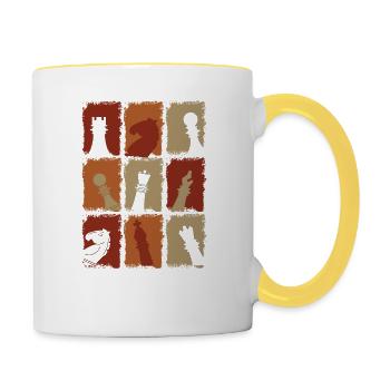 Chess Pieces Retro - Contrasting Mug - white/yellow - Right