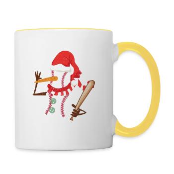 Joueur de baseball Snowman Bullets Snow Christmas - Mug contrasté - blanc/jaune - Droite