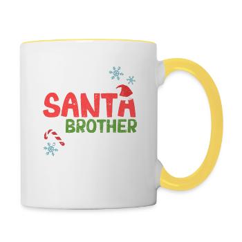 Dear Santa Claus My brother did it - Contrasting Mug - white/yellow - Right