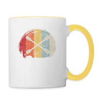 Kajak Paddel Retro - Tasse zweifarbig - Weiß/Gelb - Rechts