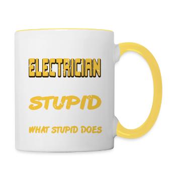 I'm An Electrician I Can't Fix Stupid Funny - Contrasting Mug - white/yellow - Right