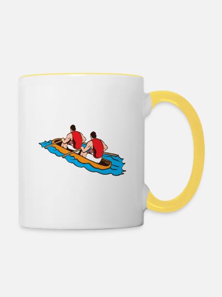 Sag Niemals Rudern Kayak Kanu Ruderer - Tasse zweifarbig - Weiß/Gelb