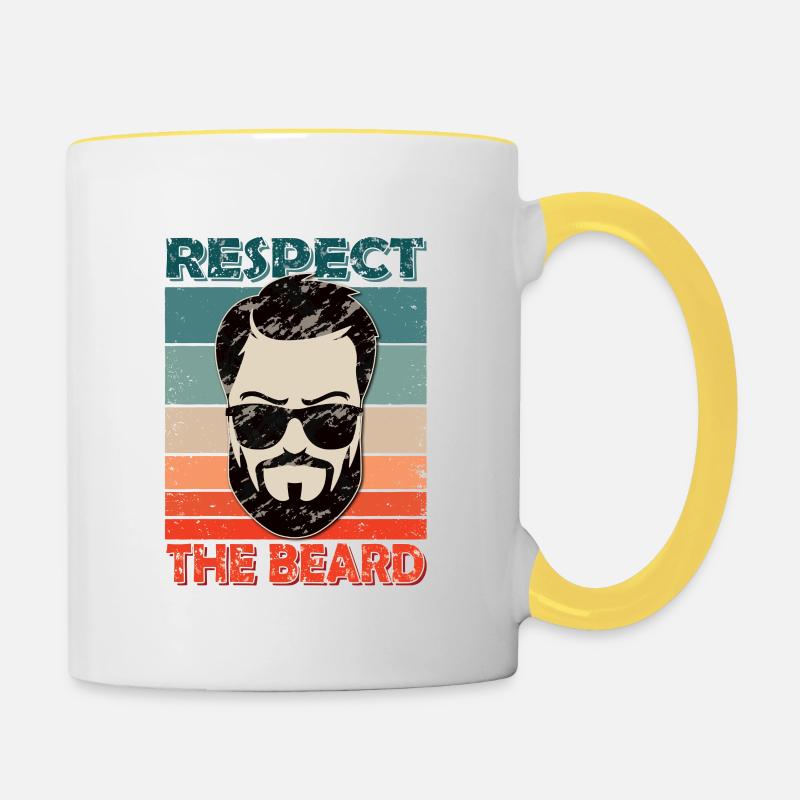 3 Tage Bart | Hip | Oberlippenbart | Holzfäller - Tasse zweifarbig - Weiß/Gelb
