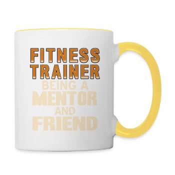 Fitness Trainer Being A Mentor And Friend Cool - Contrasting Mug - white/yellow - Right