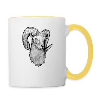Widder Geschenk Geburtstag - Tasse zweifarbig - Weiß/Gelb - Rechts