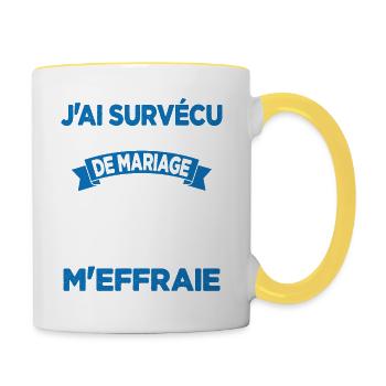 Ma Première Année De Mariage Humour Cadeau - Mug contrasté - blanc/jaune - Droite