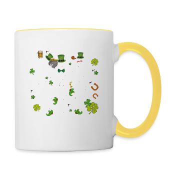 Bonne Saint-Patrick Saint Patrick Irlande Irlandais - Mug contrasté - blanc/jaune - Droite