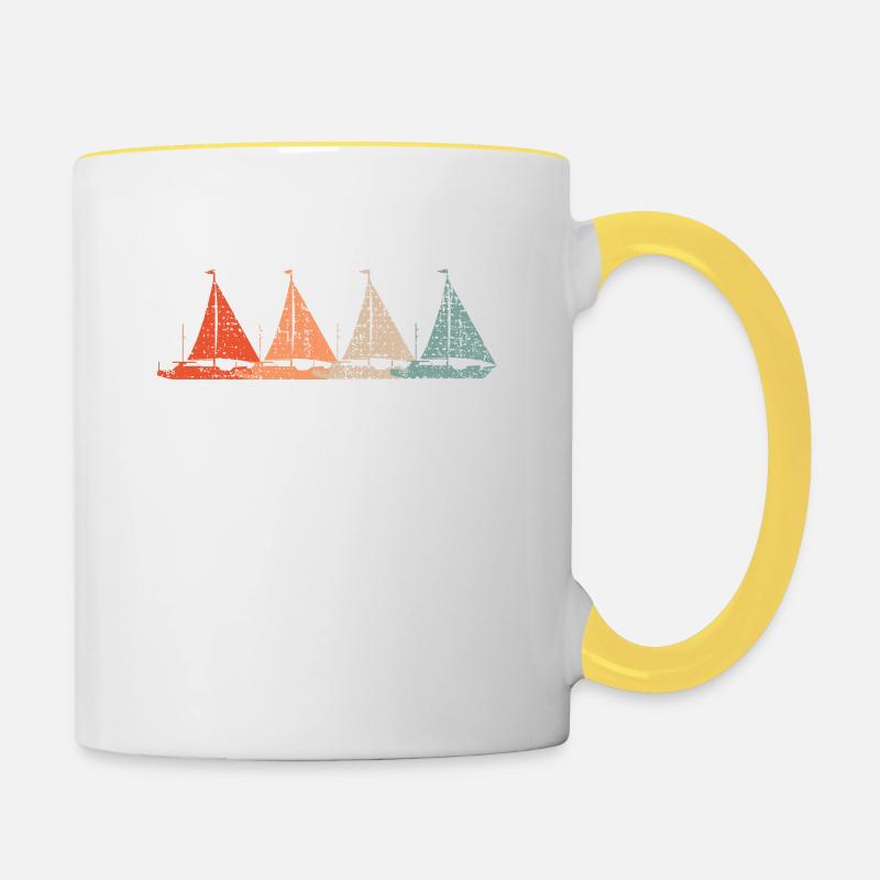Sail Boat Retro - Contrasting Mug - white/yellow