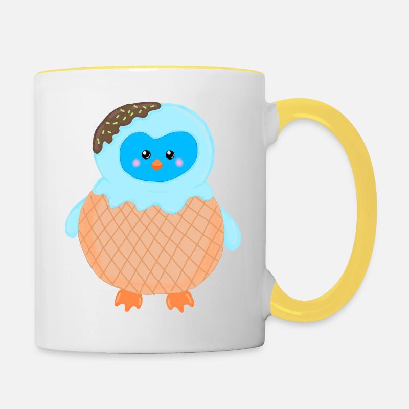 icecream pingu - Tasse zweifarbig - Weiß/Gelb