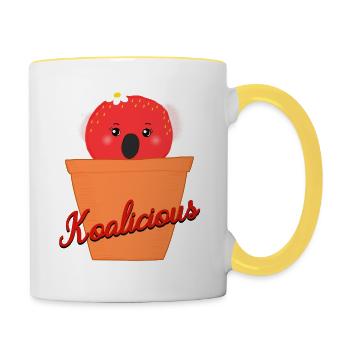 police koala fraise - Mug contrasté - blanc/jaune - Droite