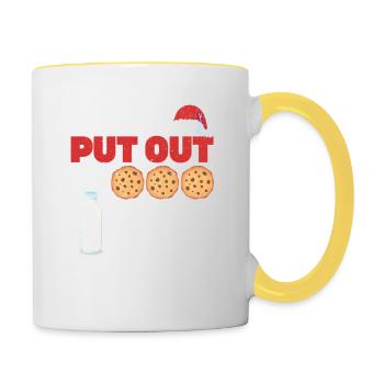 Je mets toujours pour le Père Noël Noël effronté - Mug contrasté - blanc/jaune - Droite
