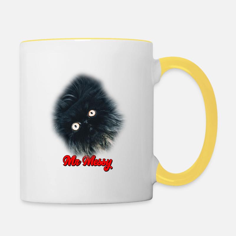 Super cute Persian cat called MrMessy - Contrasting Mug - white/yellow