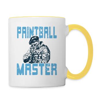 Retro Vintage Paintball Master Cool Baller T-Shirt - Contrasting Mug - white/yellow - Right