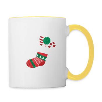 Stuff Me Daddy Naughty Weihnachten Witze Stocking - Tasse zweifarbig - Weiß/Gelb - Rechts
