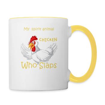 Animal Poulet Poulet Poulet Coq - Mug contrasté - blanc/jaune - Droite