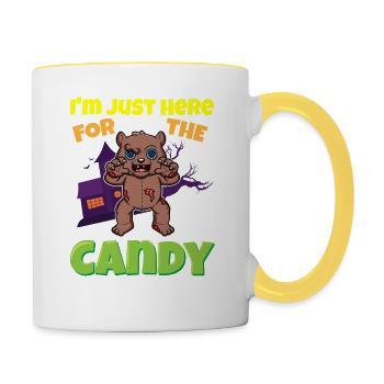 I'm Just Here For The Candy Scary Halloween Beast - Tasse zweifarbig - Weiß/Gelb - Rechts