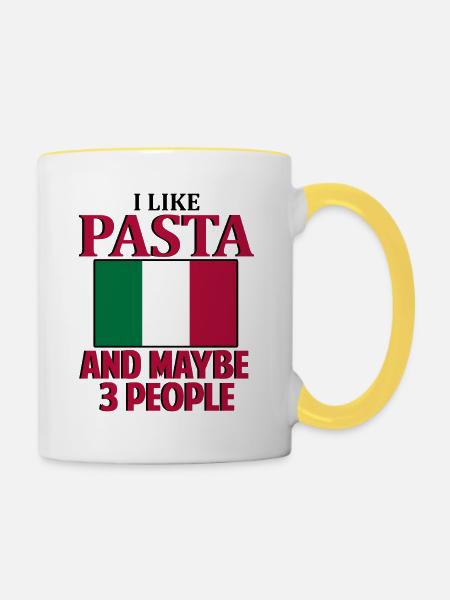 Pasta Italien Essen - Tasse zweifarbig - Weiß/Gelb