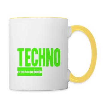 Les prévisions de ce soir 99% de chances de musique techno - Mug contrasté - blanc/jaune - Droite