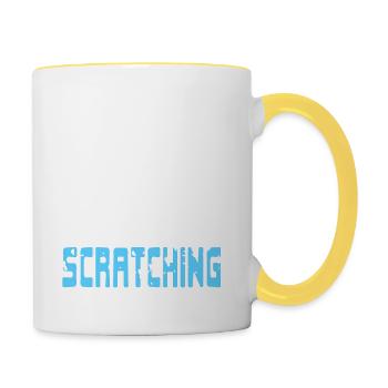 They Pay Me To Do SCRATCHING Cool Retro Vintage DJ - Tasse zweifarbig - Weiß/Gelb - Rechts