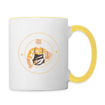 Hopfenkrieger Saufen Lustiges Bier Liebhaber Biert - Tasse zweifarbig - Weiß/Gelb - Rechts