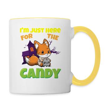 I'm Just Here For The Candy Scary Halloween Beast - Tasse zweifarbig - Weiß/Gelb - Rechts