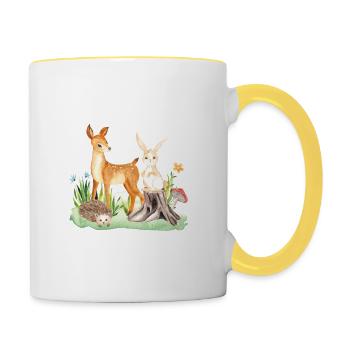 Animal deer rabbit hedgehog Emmie - Contrasting Mug - white/yellow - Right